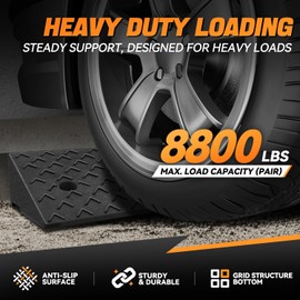 Auto Dynasty Rubber Curb Ramps, 4.3" Lift Height Curbside Driveway Ramp with Arrow, 4410 LBS/2T Capacity Sidewalk Curb Ramp for Cars Trucks Bikes Motorcycles Wheelchairs, 2 Pack