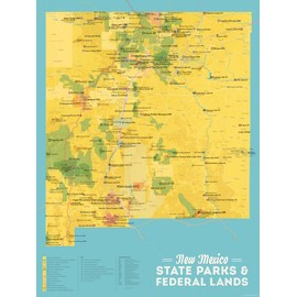 Best Maps Ever New Mexico State & Federal Lands Map Poster (18x24, Satin, Yellow)
