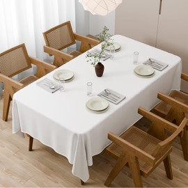 Zdada White Tablecloths 140 x 220 cm - High-Quality Polyester Rectangular Tablecloth, Wrinkle-Free, Scratch-Resistant & Washable Table Cover Table Linen for Weddings, Dining Table, Celebrations and