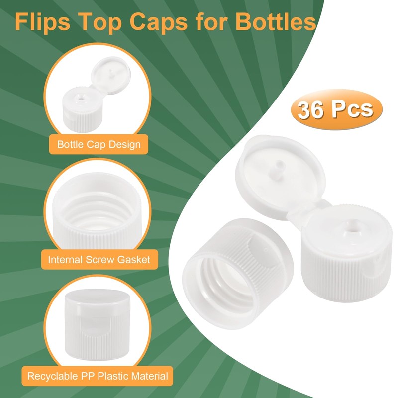 sourcing map 36pcs 20/410 Flips Top Caps for Bottles, Replacement