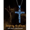 U7 Blue Plated Cross Pendant Crucifix Jewellery for Men Women