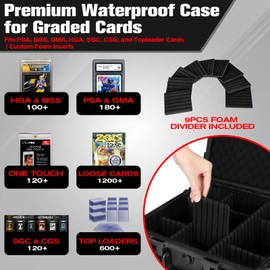 Graded Card Case Storage Box: Trading Card Storage Box with 9 Dividers for PSA BGS SGC Top Loaders, Waterproof Sports Card Case, Slab Case for Graded Card, Card Box Storage for Sport Card (Holds 600+)