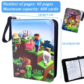 Collector's Album Cards, Minnecraft Scrapbook, Album Cover, Card Sleeves, Photocard Binder, Minnecraft 4 Pockets, 50 Pages, 400 Cards Scrapbook, Trading Card Folder