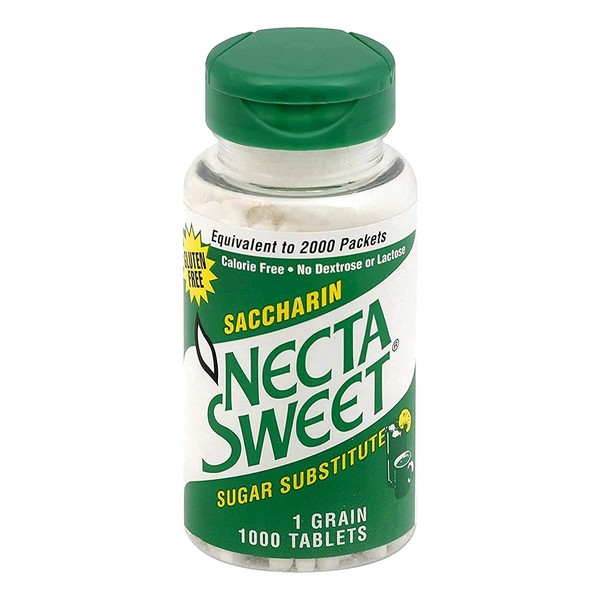 Necta Sweet Saccharin Tablets, 1-Grain, 1000 Tablet Bottle