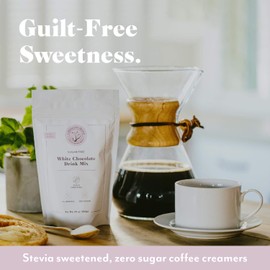 5 SPARROWS Sugar-Free White Chocolate Flavored Drink Mix, Sweetened with Stevia & Erythritol - No Sugar Coffee Creamer (White Chocolate, 10 oz)