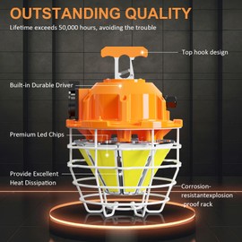Led Temporary Work Light 250W Construction Lights 37500 Lumens Portable Hanging Jobsite Lighting 5000K Daylight White with 16FT Cord for Indoor and Outdoor Area Lighting