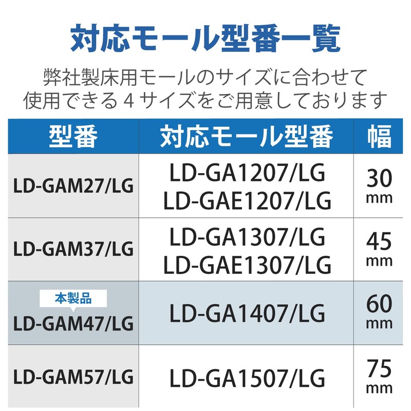 エレコム LD-GAM47/LG モール接続ユニット(平面曲がり・グレー)