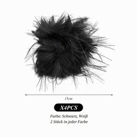 Pack of 4 Feather Cuffs, Fur Cuffs, Fur Bracelets, Party Accessory Cuffs, Feather Hair Elastics, Hair Accessories for Women