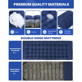 Sportneer Cot Mattress Pad, Soft Comfortable Camping Cot Mattress Pad Thick Camping Cot Cushion Pad Portable Sleeping Cot Pads for Camping Tent Outdoor Hiking Travel