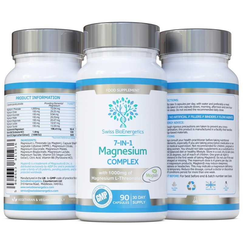 Magnesium L-Threonate Complex 7-in-1 with 1000mg of Magtein Plus Magnesium
