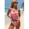 Beachsissi Women's Ruffled Floral Print Tummy Control Tankini Sets, pink