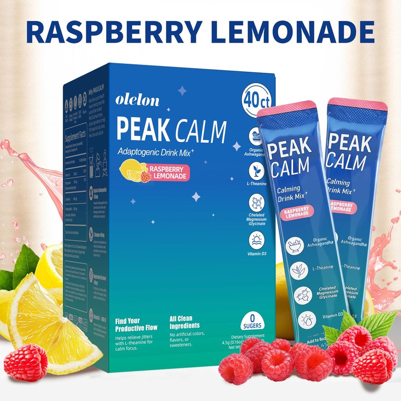 40 Count Peak Calm Cortisol Drink with Magnesium Glycinate, Ashwagandha,