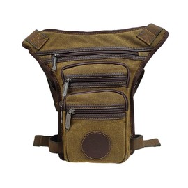 Leg Bag, Shoulder Bag, Motorcycle Waist Pouch, Canvas, Fishing, Men's, Cross-body, Casual, Travel, Abrasion Resistant, coffee