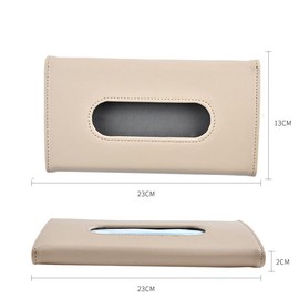 Car Tissue Case Car Sun Visor Tissue Headrest Armrest Dashboard PU Leather Hanging Back Seat (Black)