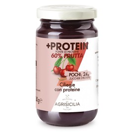 Agrisicilia +Protein Confettura di Ciliegia,24 grammi di proteine, fonte di proteine, pochi zuccheri aggiunti, 240 grammi