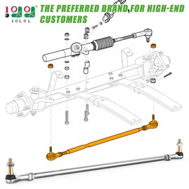 Tie Rod Assembly, Tie Rod & End (Left & Right) for EZGO TXT 2001-up, Shuttle Workhorse & ST Series PDS G & E, OEM 70876-G02 70902-G01 70902-G02 01069-G01 01069-G02