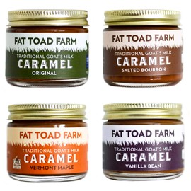 Fat Toad Farm Petit Quartet, 2oz, Traditional Goat’s Milk Caramel Sauce, Original, Salted Bourbon, Vanilla Bean, Vermont Maple, Cajeta, Gluten Free