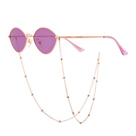 Veda Tinda Vision Purple Womens Oval Sunglasses with Chain Polarized 90s Rave Sunglasses Retro Festival Sunglasses UV Protection