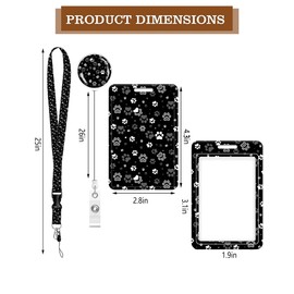 SUPSLOTH Cute ID Badge Holder with Retractable Clip,Adjustable Badge Lanyard, Reels for Women Kid Teacher Nurse Doctor Student - Dog Paw Print and Star