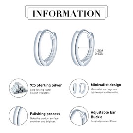MICYUMI Men's Women's S925 Sterling Silver Earrings 12mm Diameter Round Hoop Earrings Simple Design Earrings