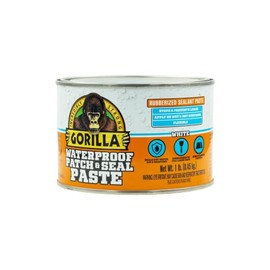 Gorilla - Pasta selladora de goma impermeable con parche y sello; color blanco; lata de 1 libra (paquete de 1)