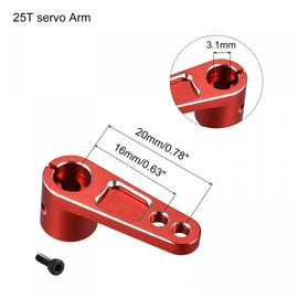 sourcing map Aluminum Alloy 25T Steering Servo Arm Horn Red for DIY RC Car/Boat/Airplane Boat Accessories