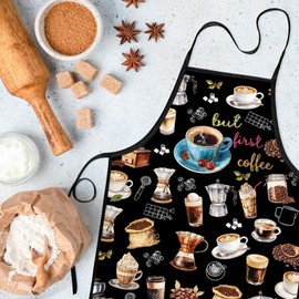 zukmvuh Barista Apron, Coffee Aprons for Women Men Cooking Baking Grilling BBQ Funny Cute Waterproof Kitchen Aprons Gifts for Barista Coffee Lovers