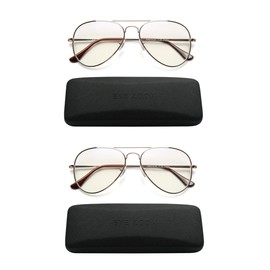 EYE ZOOM 2 Pack Blue Light Blocking Readers Aviator Style Anti Blue Ray and UV Reading glasses, Gold, +1.75