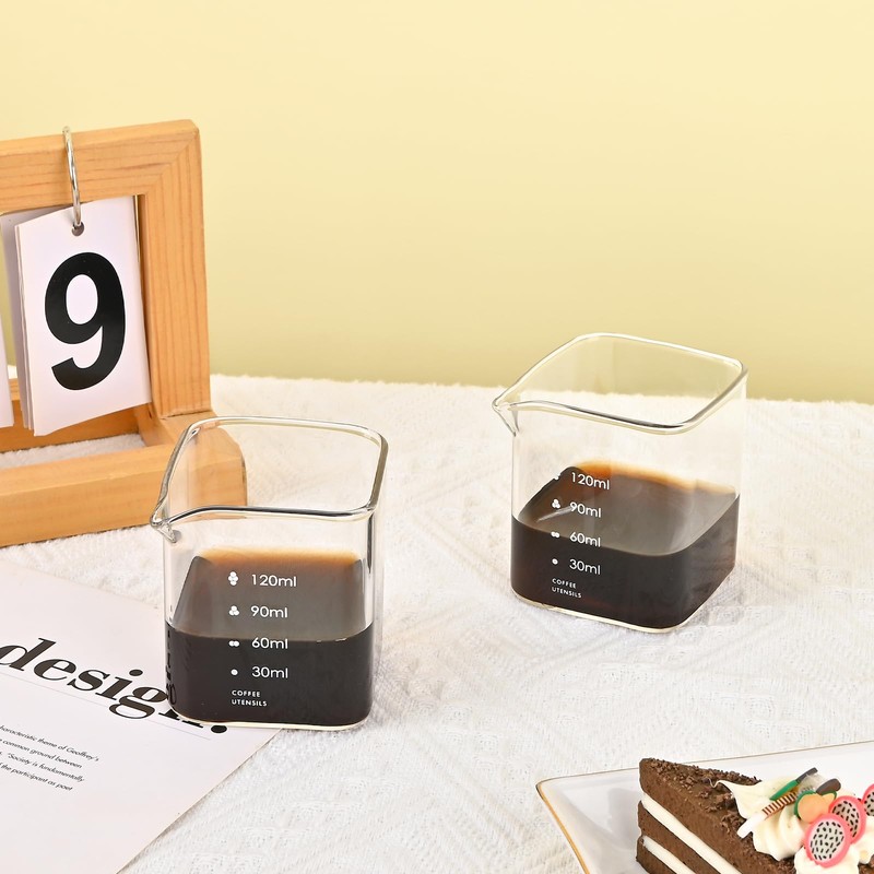 Denovin Glass Measuring Cup, 4oz Espresso Cups, Shot Glasses with