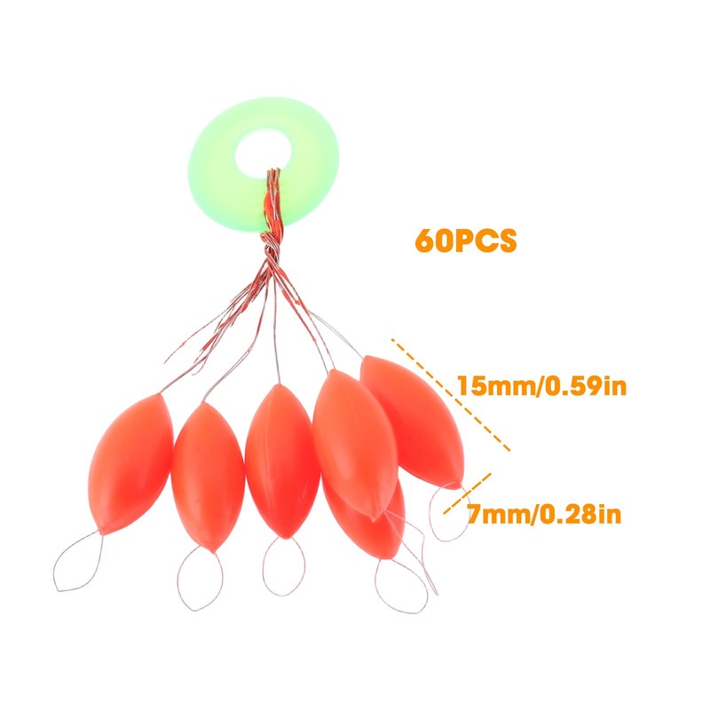 YINETTECH 60PCS Floatings Pop Up Rig Beads Red 15x7mm Compatible