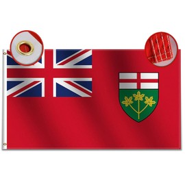 Rhungift Ontario Flag 3x5 Ft- Quadruple Stitched Fly End 100D Heavy Polyester Canadian Province Flag 36x60inch Outdoor/Indoor Canada On Banner Flags
