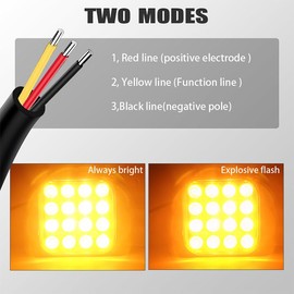 Super Bright LED Strobe Light, Daylight, Strobe Flash, Work Light, Switchable, Flashing, Emergency Warning Light, Strobe, For Universal Cars, 12 V, 24 V, Car, Motorcycle, Truck, 16 LEDs, Thin,