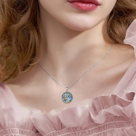 YAFEINI Tree of Life Necklace Sterling Silver Abalone Shell Spiral Goddess Pendant Necklace mulet Wizard Jewelry Gifts for Women