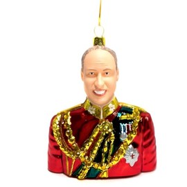 Cody Foster & Co Noble Prince Ornament, Regal Red & Gold Uniform Decor, Hand-Painted Glass Christmas Ornament, 5 Inches