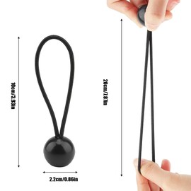 Bungee Cords with Balls, 16 pieces Tarpaulin Bungee Cords, Bungee Balls Small, Elastic Bungee Straps Short, for Tarpaulin, Camping Tarp and Household Items, Black, White, 10 CM