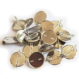 HAND ® 50 Pcs Round Backing/Silver Plate with Badge Pins/Name Badge Pins 25mmW