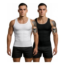 Camiseta 2pzs Para Corregir Postura Hombre Fajas Cinturillas -}