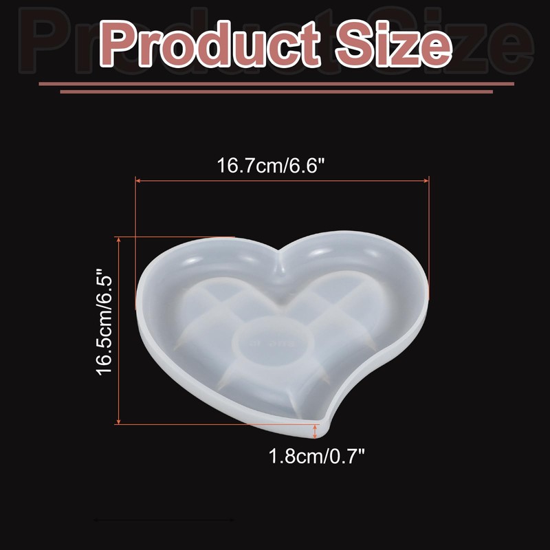uxcell 1 Pcs Heart Tray Coaster Silicone Resin Mould, Tray