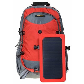 XTPower Hiking Solar Backpack with Removable 7 Wall Solar Panel for Smart Phones, Tablets, GPS, Bluetooth and GoPro devices in Red and Grey
