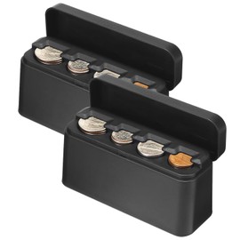ANCHOM 2 Pack Coin Holder for Car, Larger Capacity Car Change Coin Holder Organizer, Coin Dispenser Storage Fit for Most Car Trucks Accessories