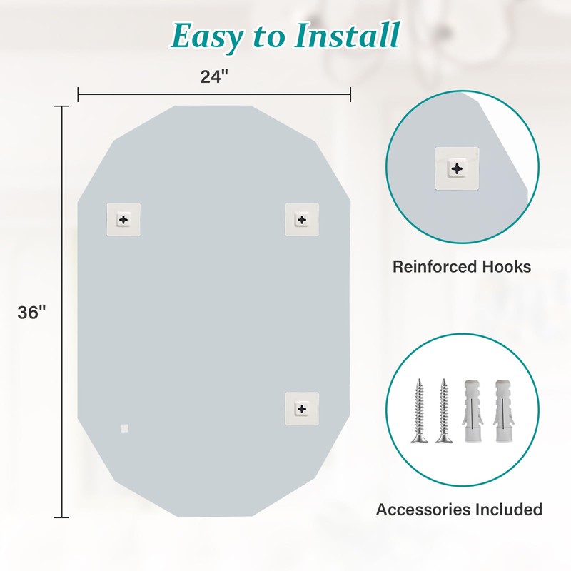 Pregaspor Single Beveled Edge Bathroom Vanity Mirror, 23.6" x 35.4"
