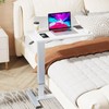 Xankzi Overbed Table with Swivel Hidden Wheels Adjustable Height, Pneumatic