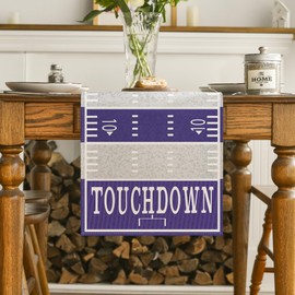 Artoid Mode Purple Beige Touch Down American Football Court Table Runner, Rugby Boy Birthday Party Kitchen Dining Table Decoration for Home Decor 13x72 Inch