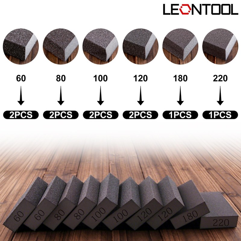 LEONTOOL Sanding Sponge 10 Pack Sanding Sponge 60# 80# 100#