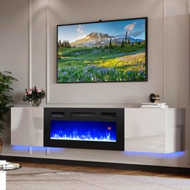RELAX4LIFE 36’’ Electric Fireplace Inserts Recessed - Fireplace Heater w/LED Strip Light, Remote Control, 750W/1500W Fire Place Insert w/Adjustable Flame Color & Brightness, Timer, Overheat Protection
