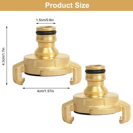 Pack of 2 Brass Quick Coupling Garden Hose Quick Couplings Hose Coupling 1/2 Inch Garden Hose Coupling Plug Coupling Claw Coupling Adapter for Garden Hose