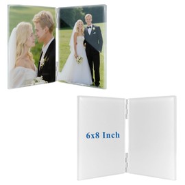 WANZELONYO Sublimation Glass Photo Blanks 6x8 Inch 2 Set Folding Hinged Double Collage Desk Picture DIY Combo