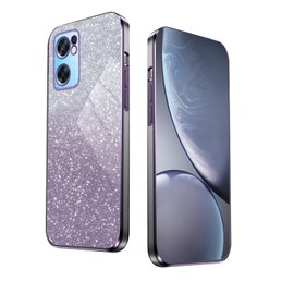 WBWONE Glitter Case for OPPO Find X5 Lite Case, Electroplated Edge, Flexible Protection, Shockproof Soft Cover Shell with Glitter Stickers - Purple