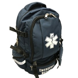 LINE2design First Aid Tactical Bag Kit - EMT Emergency First Responder Rescue Tactical Carry Fully Stocked Large Medical Supplies Medical Backpack Trauma Kit - Paramedic EMS Bags - Navy Blue