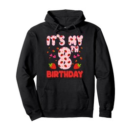 Kids 8 year old Strawberry Birthday Girl Sweet Fruit 8th Pullover Hoodie